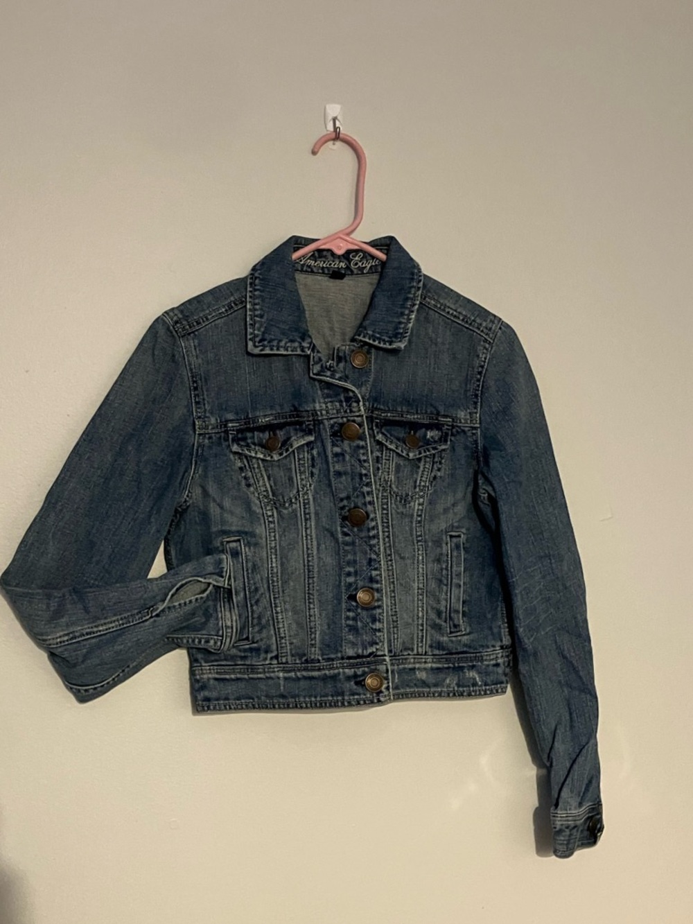 American Eagle Distressed Denim Jean Jacket